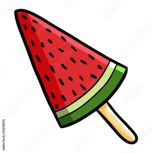 Cute and funny watermelon ice cream in summer - vector.