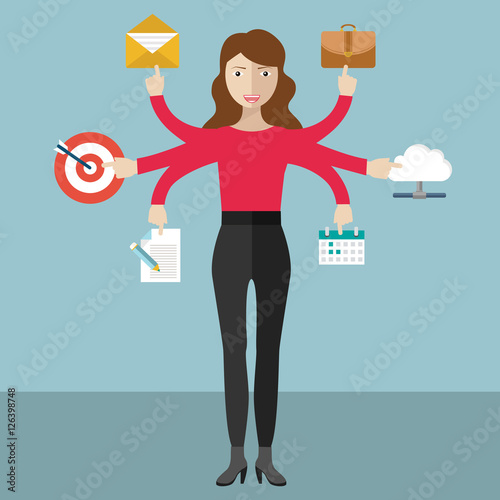 Business woman juggling tasks Pretty woman in smart suit juggling business, time, money, business, global, accounts.