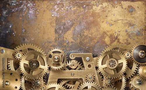 Mechanical collage made of clockwork gears
