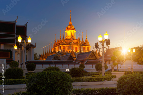 Wat Ratchanatdaram(Loha Prasat) temple during twilight time, Bangkok, Thailand © weerasak