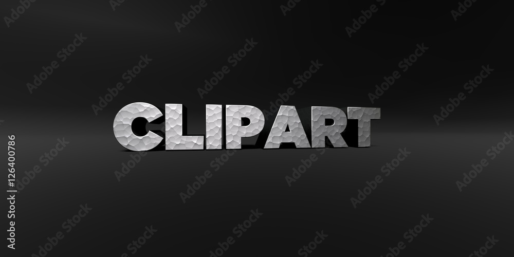 CLIPART - hammered metal finish text on black studio - 3D rendered royalty free stock photo. This image can be used for an online website banner ad or a print postcard.