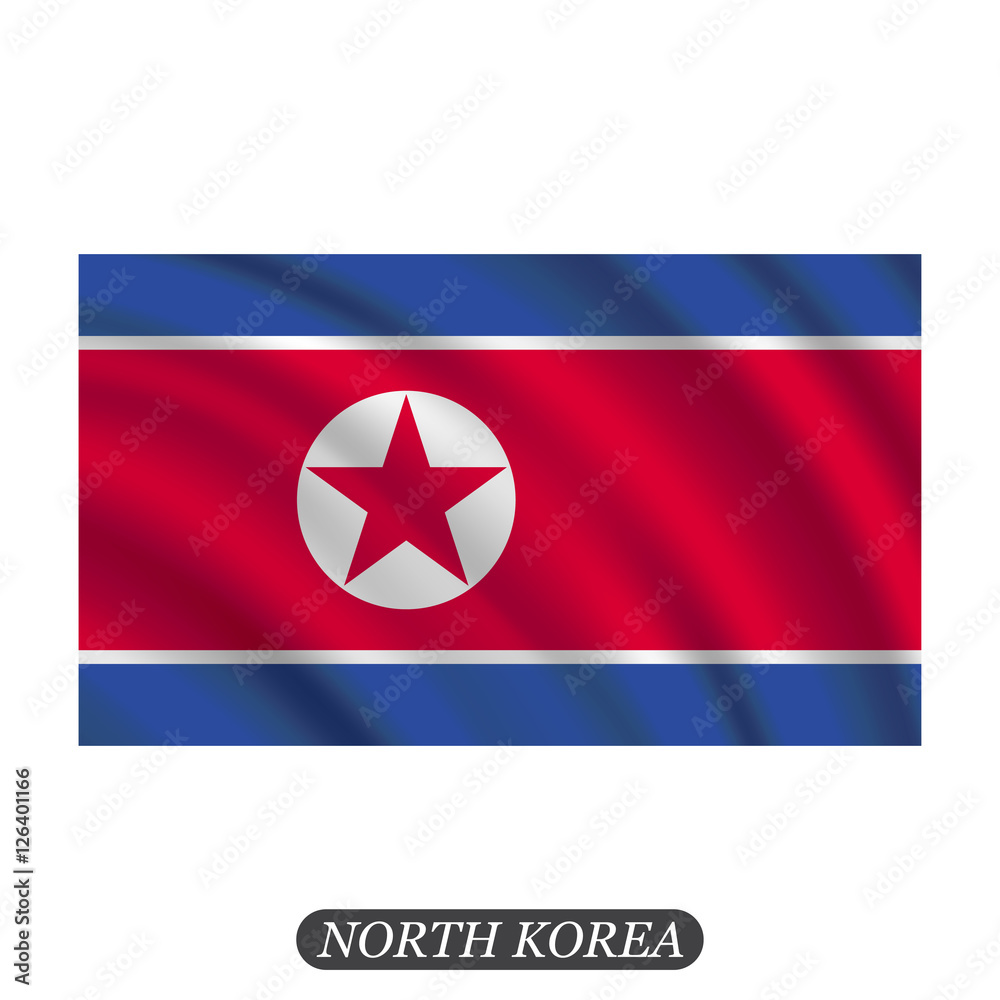 Waving North Korea flag on a white background. Vector illustration Waving North Korea flag on a white background. Vector illustration