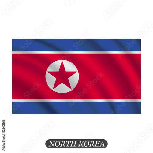 Waving North Korea flag on a white background. Vector illustration