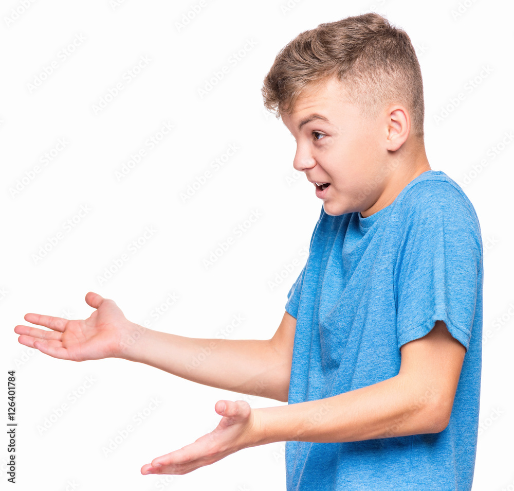 Emotional portrait of teen boy