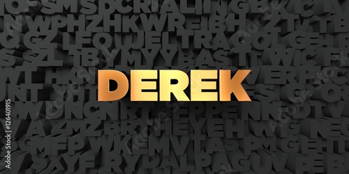 Fotografie Derek - Gold text on black background - 3D rendered royalty free stock picture
