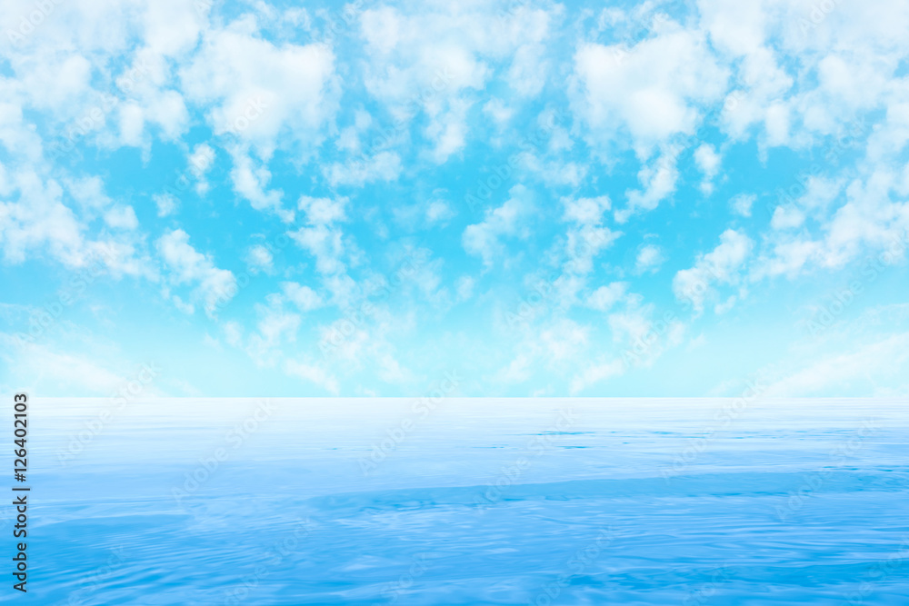 Water and blue sky with clouds. copy space. Water and blue sky with clouds. copy space.