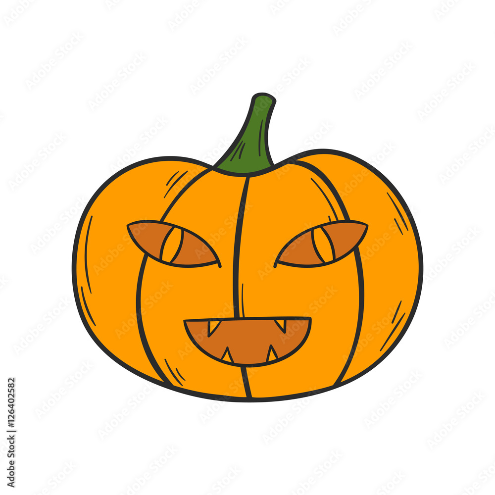 Vector cartoon hand drawn Halloween Pumpkin