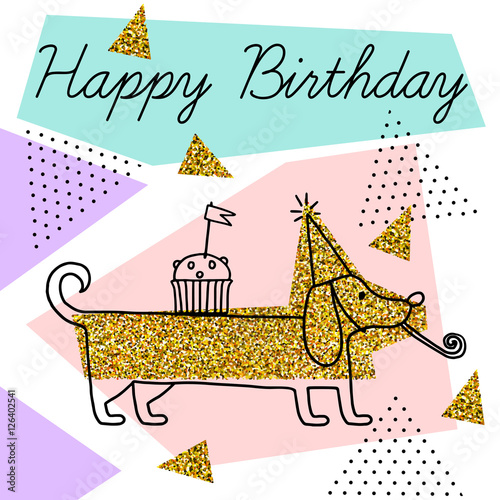 Vector postcard Happy Birthday
