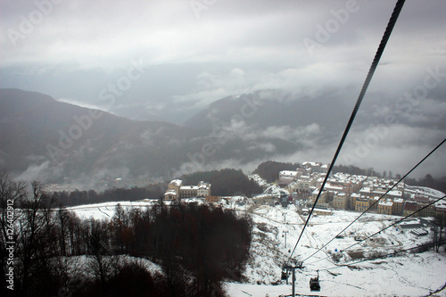 Cloudy Caucasus mountains of Sochi region, Russia photo