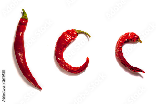 Isolated chili pepper on white background