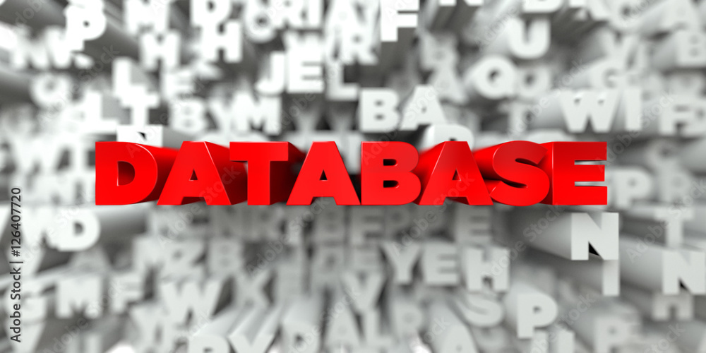 DATABASE - Red text on typography background - 3D rendered royalty free stock image. This image can be used for an online website banner ad or a print postcard. DATABASE - Red text on typography background - 3D rendered royalty free stock image. This image can be used for an online website banner ad or a print postcard.