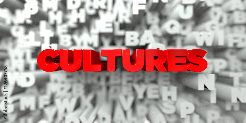 CULTURES - Red text on typography background - 3D rendered royalty free stock image. This image can be used for an online website banner ad or a print postcard. CULTURES - Red text on typography background - 3D rendered royalty free stock image. This image can be used for an online website banner ad or a print postcard.