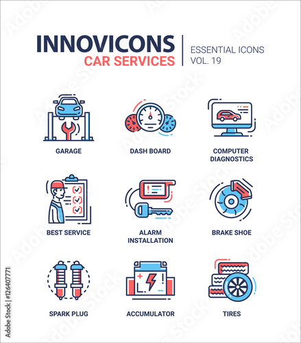 Car Services modern thin line design icons and pictograms