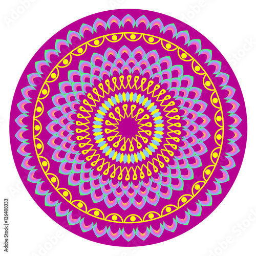 Circle mandala pattern. Decorative round ornament. Yoga logo  background for meditation poster. Oriental vector.