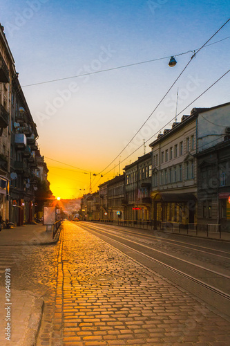 Street Lviv in the morning