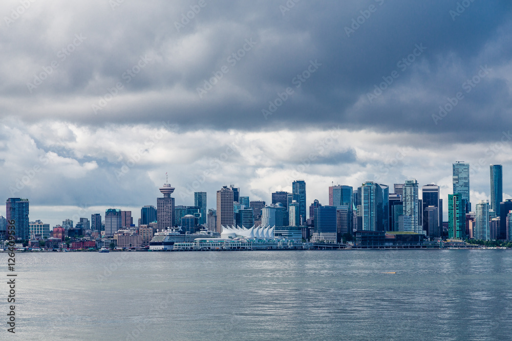 Skyline of Vancouver on Stormy Day