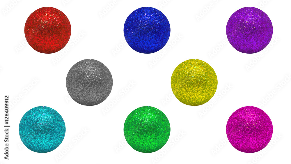 Fototapeta premium Colors Balls for the Christmas tree. The photo on the white background.