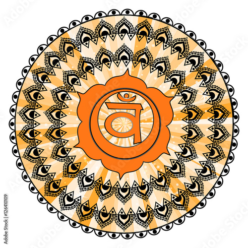 Circle mandala pattern. Swadhisthana chakra vector illustration.