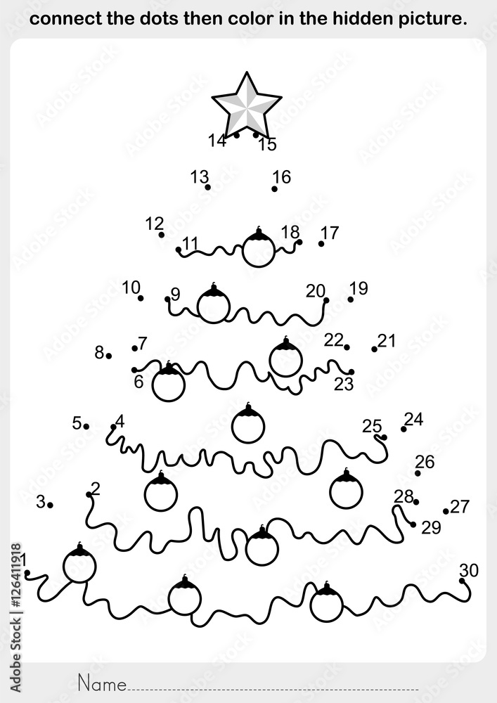 Christmas theme activity sheet - connect the dots then color in the ...