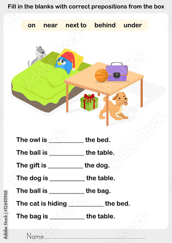 Fill in the blanks with correct prepositions - preposition worksheet for education