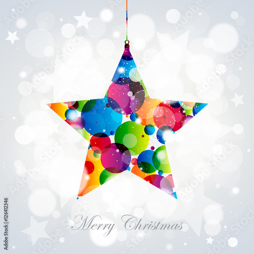 Hanging colorful star on bokeh background