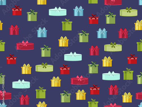 Seamless pattern with gift boxes. Seamless pattern with Christmas presents. Vector illustration. © andyvi