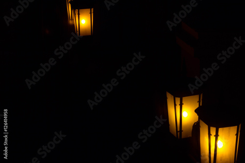 Улица абстракция лестницы окна двери фонари небо