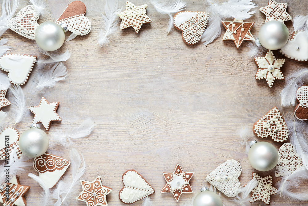 Obraz premium Christmas background with gingerbread