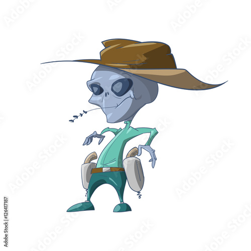 Colorful vector illustration of a cartoon grey Alien