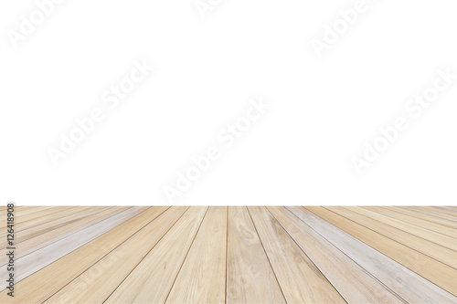 blank wood table top with white background