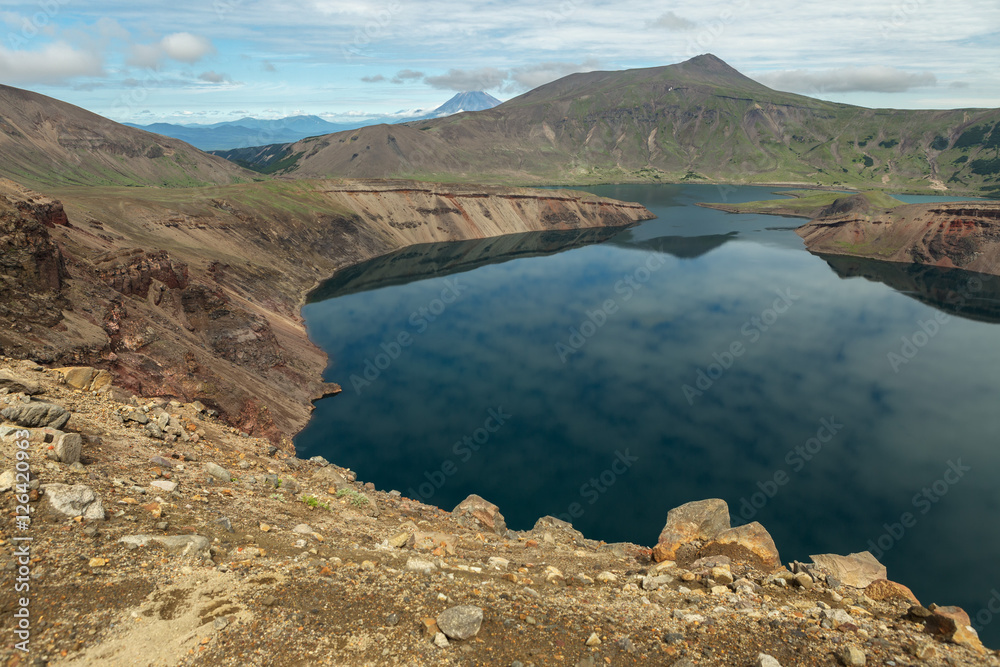 Lake in Caldera volcano Ksudach. South Kamchatka Nature Park.