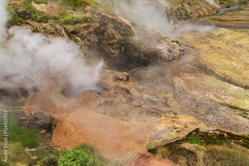 Eruption Bolshoy Big Geyser in Valley of Geysers.