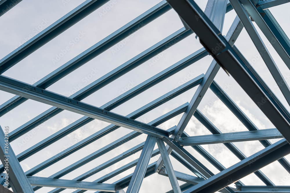 Structure of steel roof. Structure of steel roof.