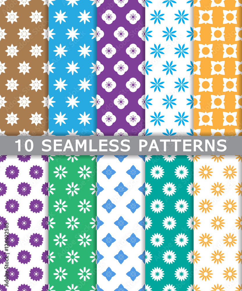 collection of seamless patterns background, vector, flower theme