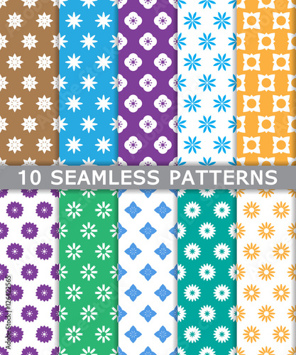 collection of seamless patterns background, vector, flower theme