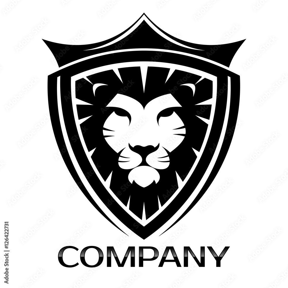 Lion Head and shield logo
