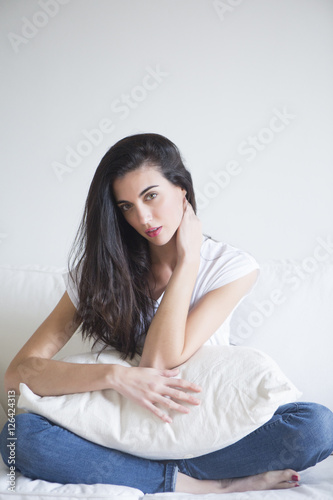 Attractive woman relaxing at home