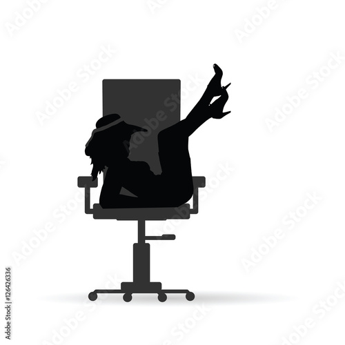 girl pretty silhouette on chair illustration