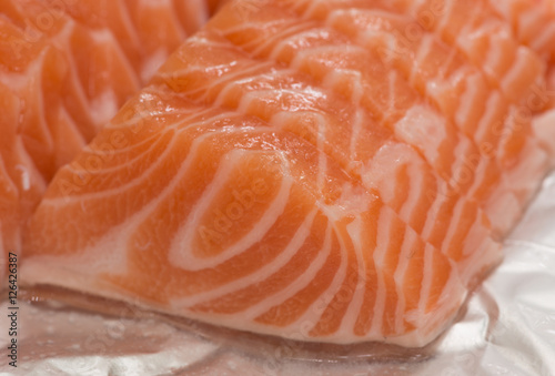 Sliced fresh salmon sushi