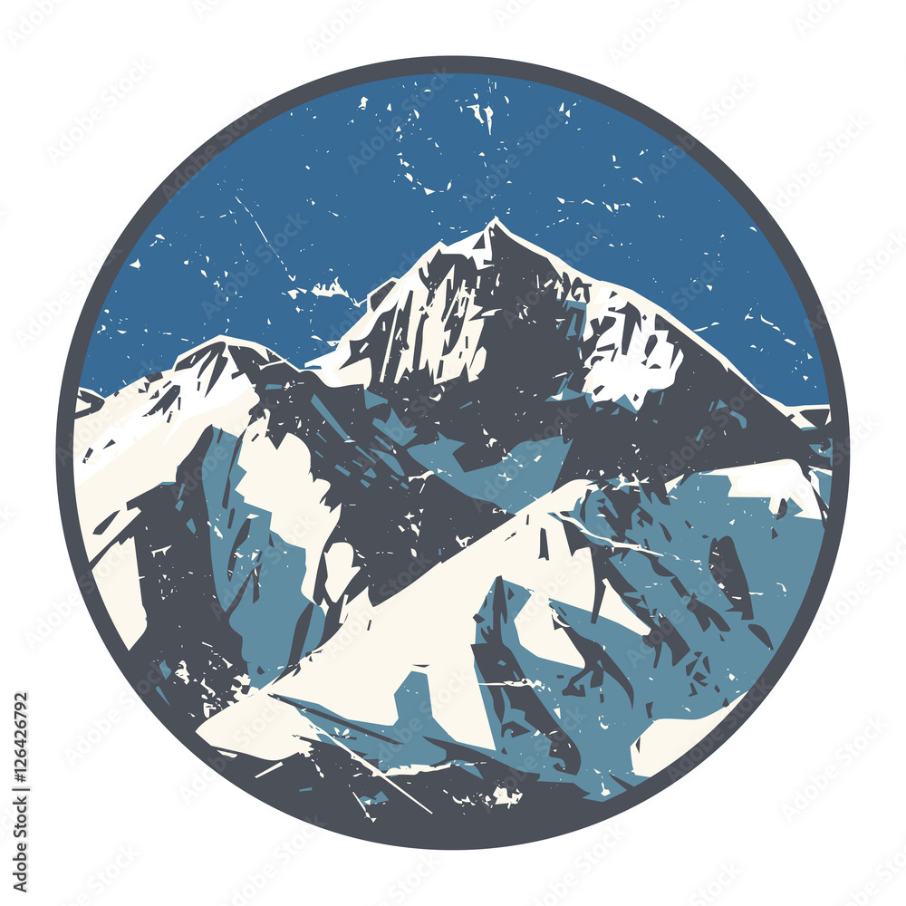 Obraz premium Mountains badge or emblem
