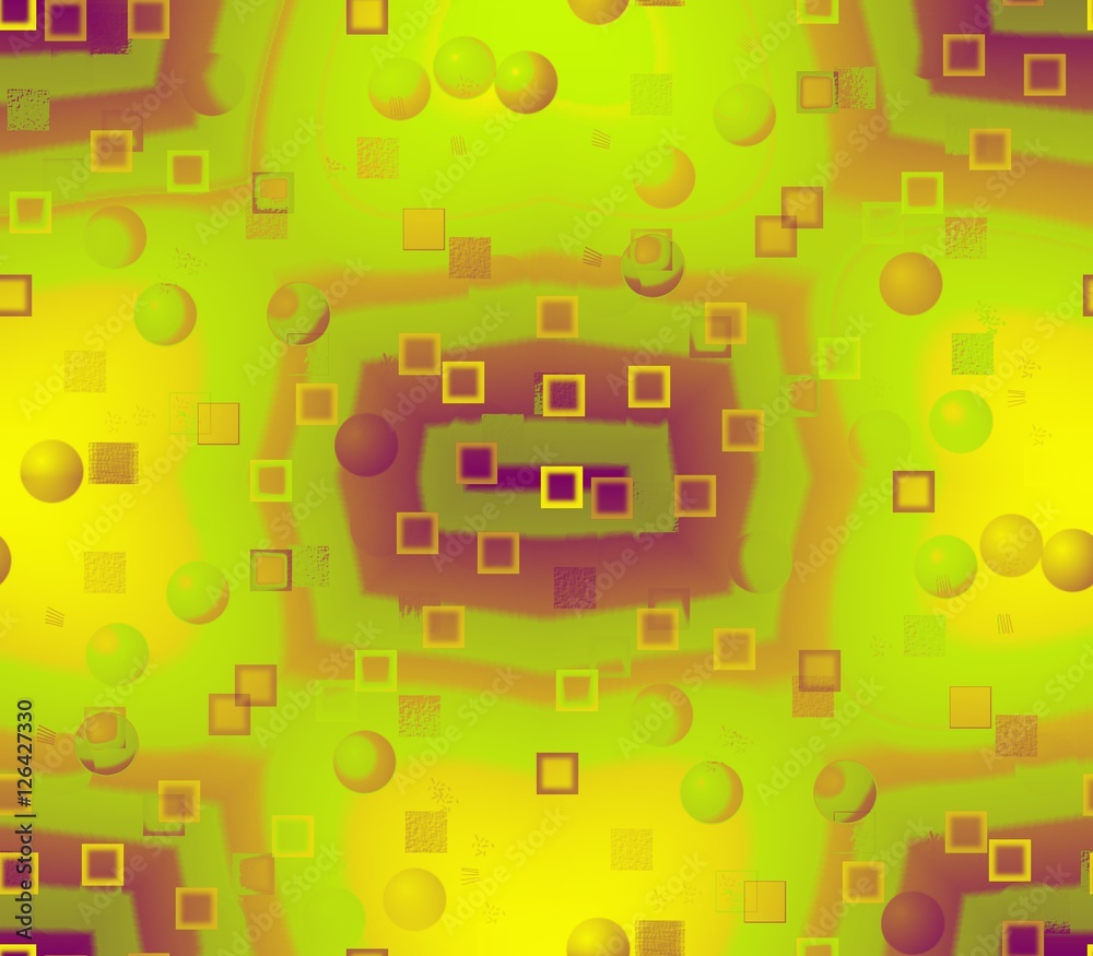 Bright balls and squares painted on a yellow and burgundy background, good as a background Bright balls and squares painted on a yellow and burgundy background, good as a background