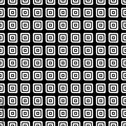 Seamless vector geometrical pattern. Endless black and white background with hand drawn squares. Graphic illustration. Template for cover, fabric, wrapping.