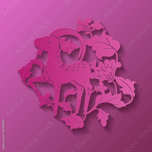 vector traditional chinese goat paper cutting