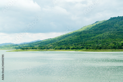 Landscape view of Lam Takhong dam in Nakhon Ratchasima Province, Thailand