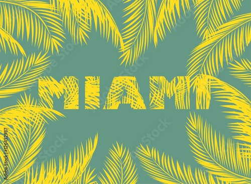 Yellow Miami print with palm leaves