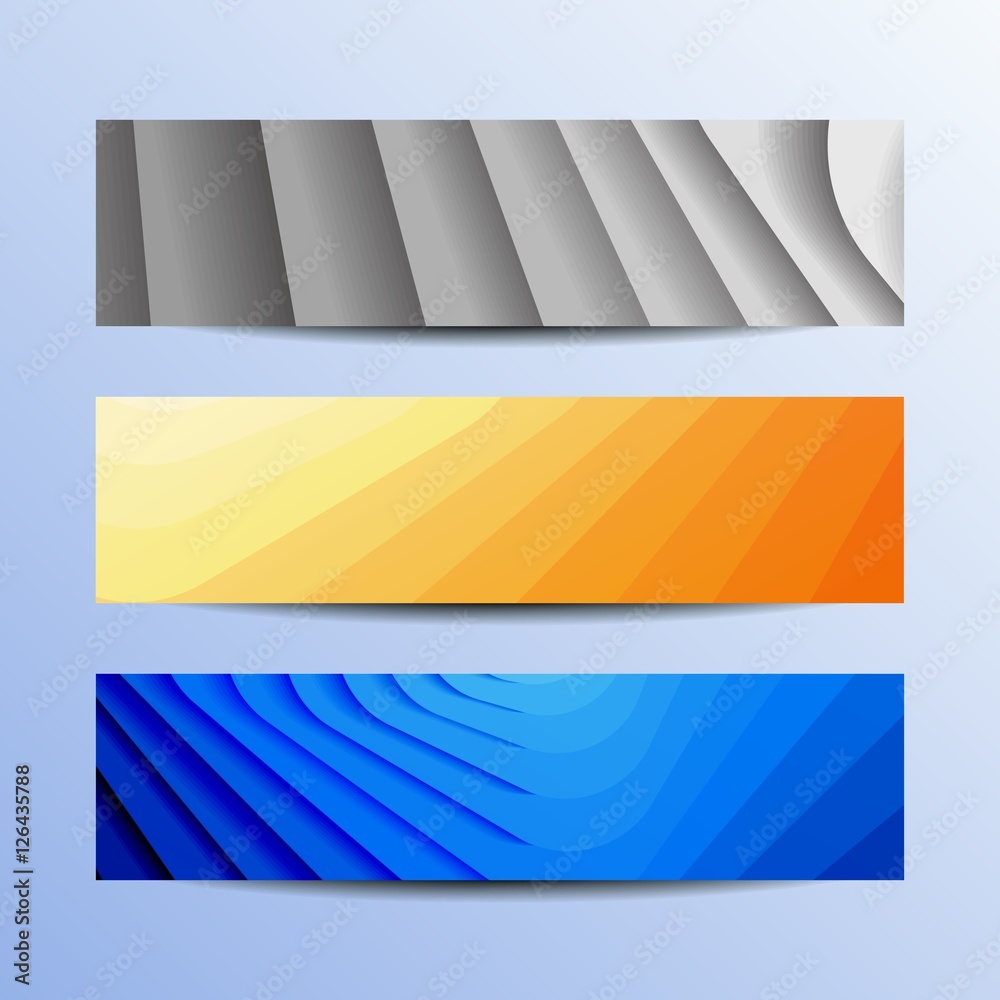 Abstract vector banners set with shadow