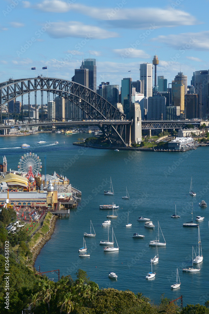 Obraz premium Panoramiczny widok na panoramę Sydney