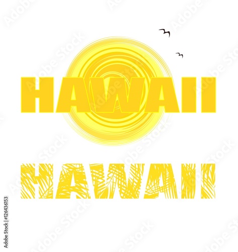 Yellow print with Hawaii lettering