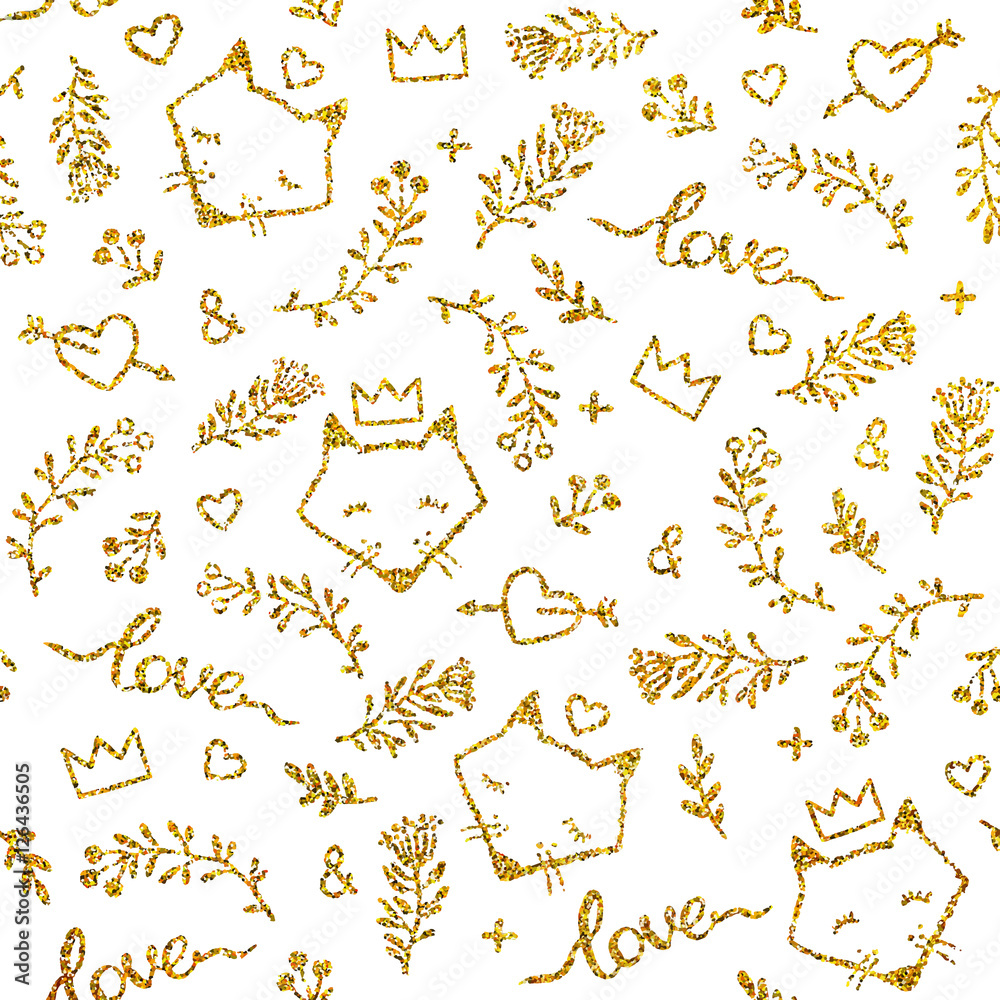 Fototapeta premium Vector seamless pattern with gold glitter