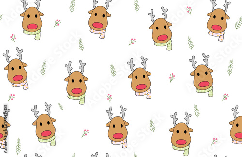 Christmas reindeer seamless pattern vector.